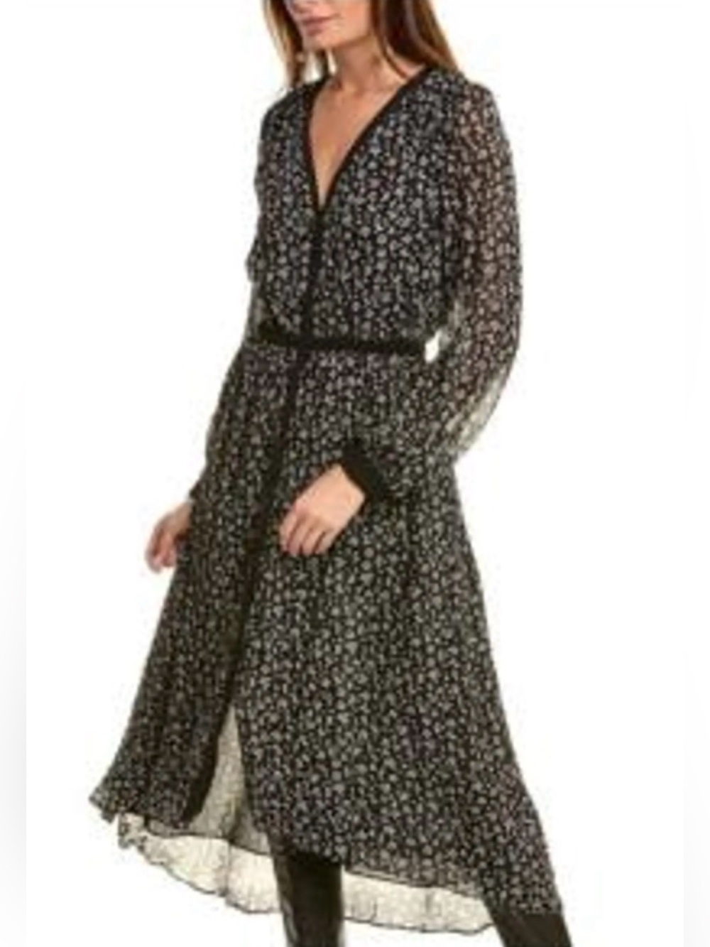 The Kooples long dress black ecru NWOT size XS/S or 0 French